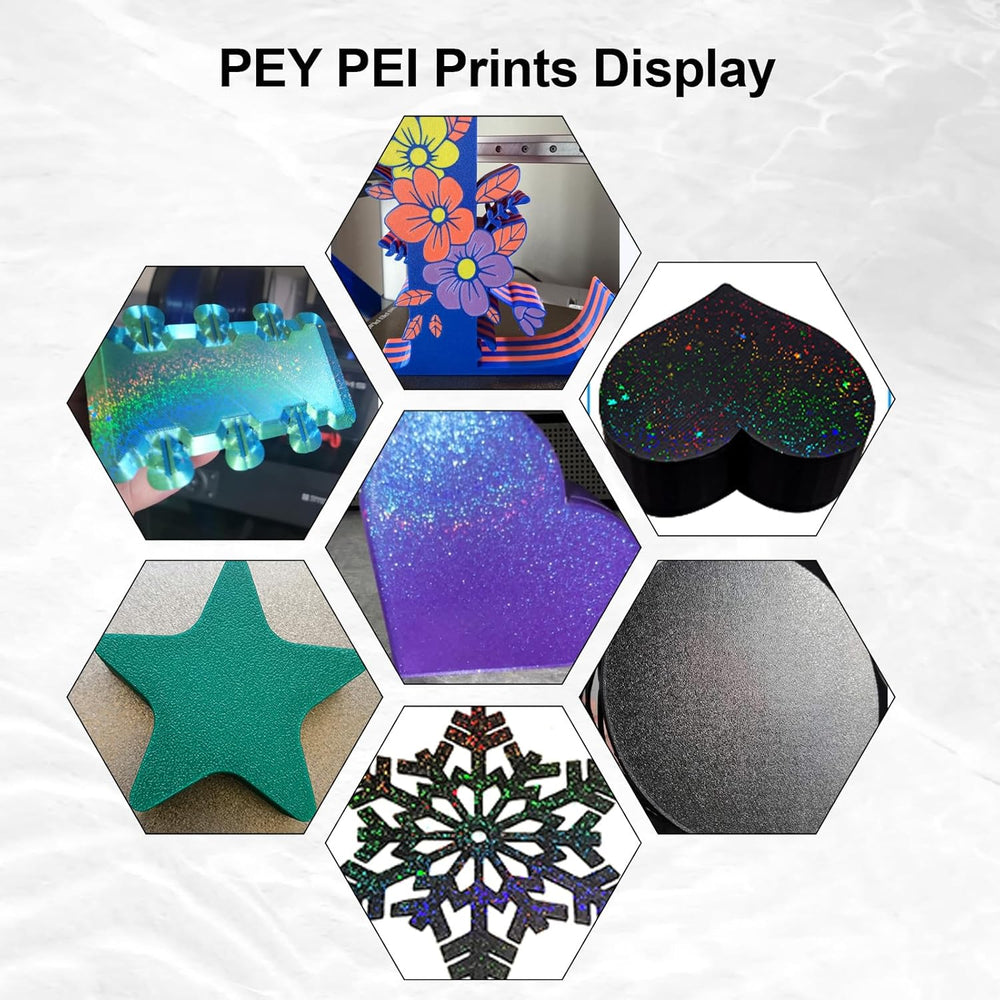 彩虹星空 PEY+纹理 PEI 构建板,适用于 Creality K1 Max/Ender 3 V3 Plus,双面柔性 PEY PEI 弹簧钢板,无磁性底板 315x310 毫米