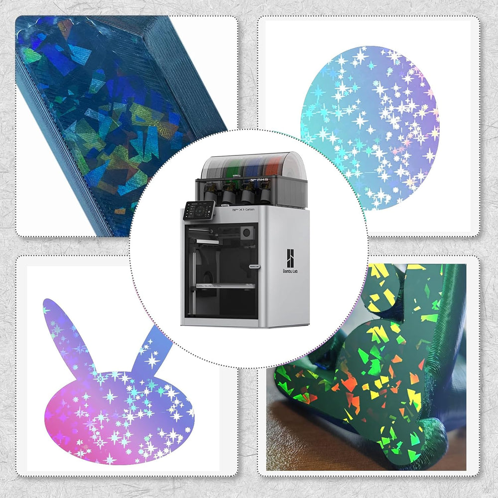 彩虹五彩纸屑 PEF+Galaxy PEY 光滑构建板适用于 Bambu Lab X1 X1C X1E P1P P1S A1,双面纹理 PEF+PEY 弹簧钢板柔性板适用于 Bambu Lab 3D 打印机 257x257mm