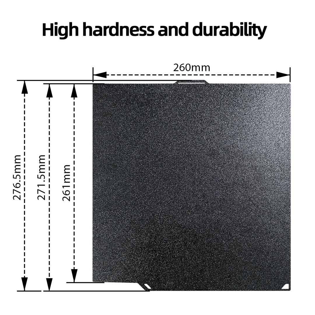 IdeaFormer 黑色光滑 PEI+纹理 PEI 弹簧钢打印平台，260×271mm，适用于 Elegoo Centauri Carbon