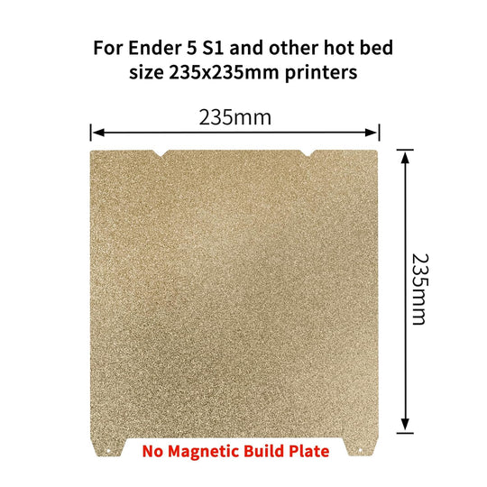 双面纹理 PEI 板材 235x235mm，柔性 PEI 弹簧钢（无磁性构建板），适用于 Creality K1C/K1/SE/Ender 5 S1/Ender 3/Ender 3 Pro/Ender 3 V2/Ender 3 S1 Pro/Ender 3 Neo