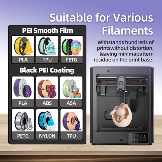 IdeaFormer 黑色光滑 PEI+纹理 PEI 弹簧钢打印平台，260×271mm，适用于 Elegoo Centauri Carbon