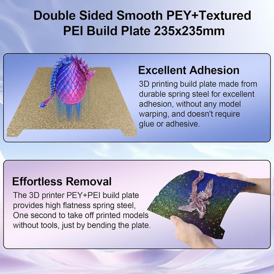 IdeaFormer Rainbow Starry PEY+Textured PEI Spring Steel Build Plate, 235×235mm for Creality K1/K1 SE/K1C/Ender 3 S1/Ender 3 S1 Pro/Ender 5 S1/Ender 3 V3 SE/KE/Ender 3 V2/Neo