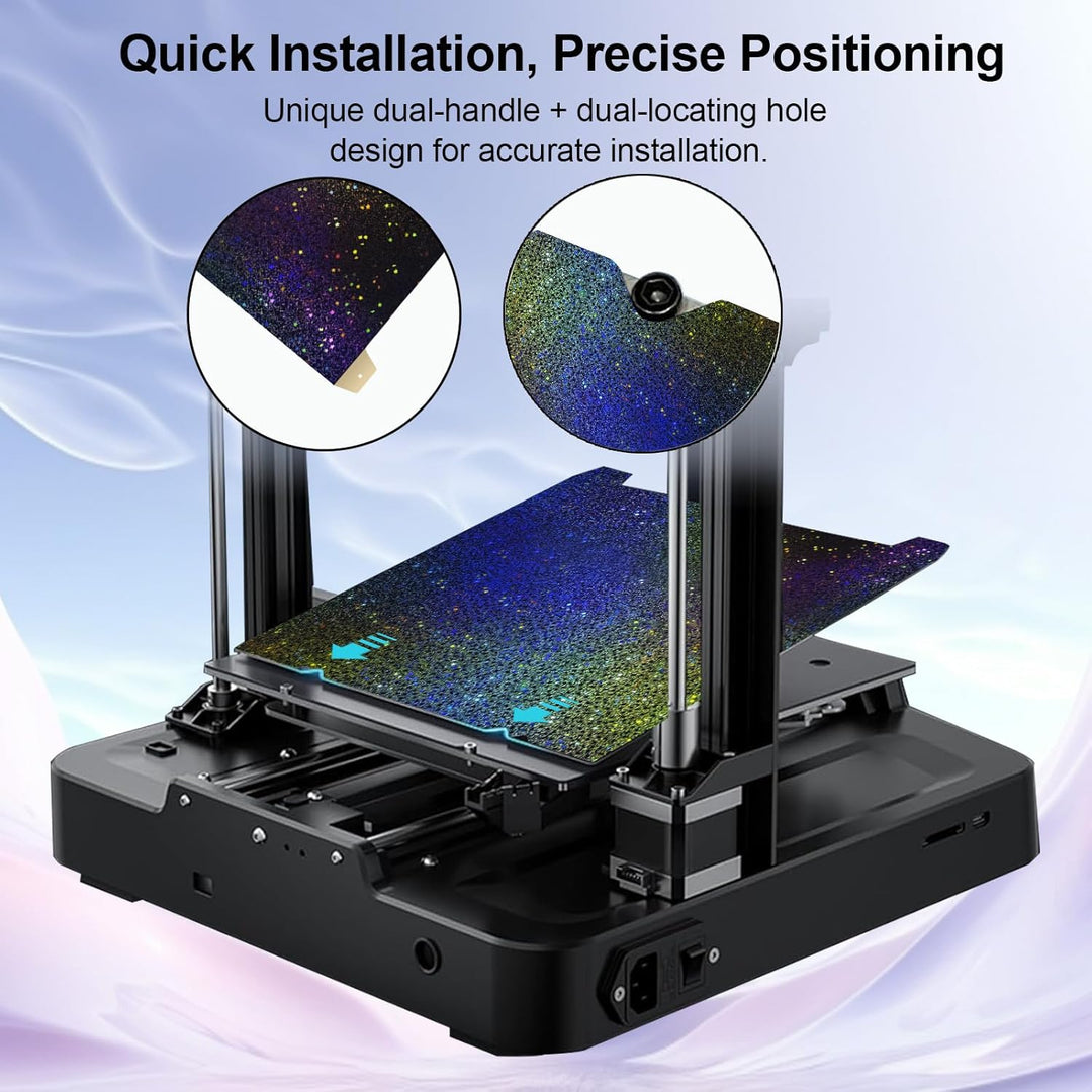 IdeaFormer Rainbow Starry PEY+Textured PEI Spring Steel Build Plate, 235×235mm for Creality K1/K1 SE/K1C/Ender 3 S1/Ender 3 S1 Pro/Ender 5 S1/Ender 3 V3 SE/KE/Ender 3 V2/Neo