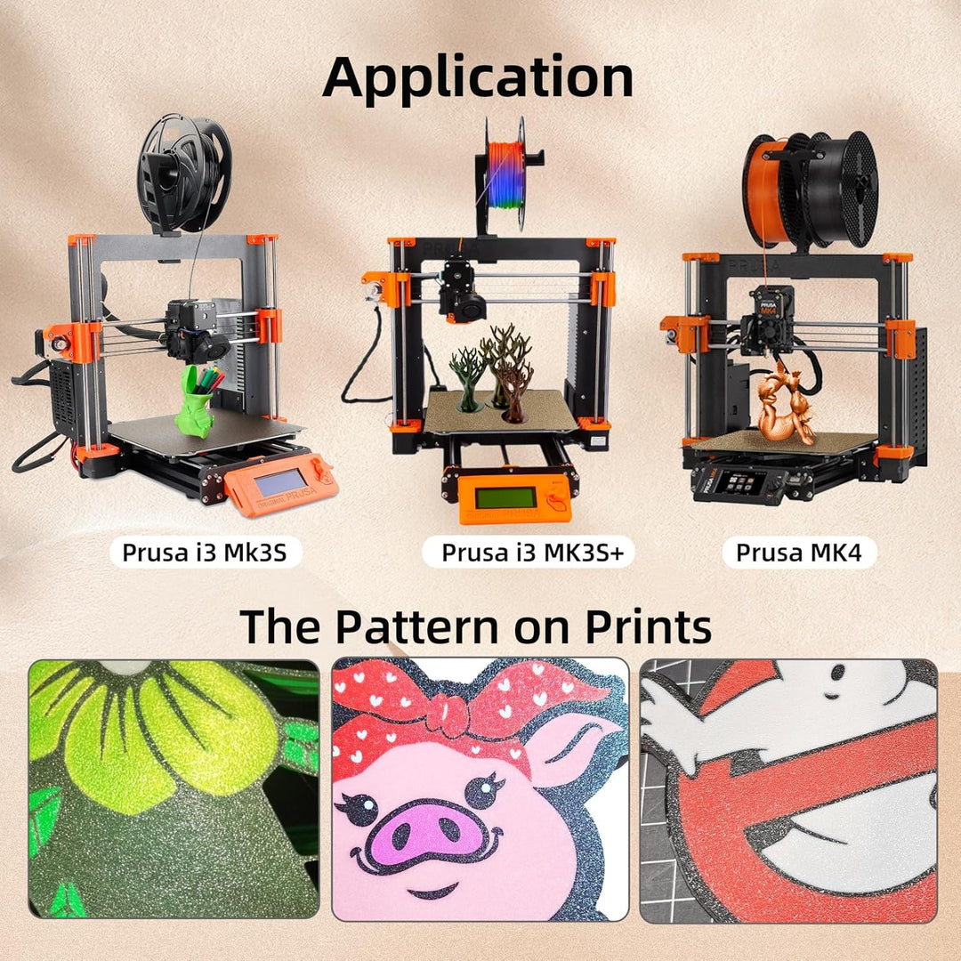 适用于 Prusa i3 MK3S Core One 的 PEI 构建板，双面纹理 PEI 弹簧钢板柔性 PEI 板 241x253.8mm，适用于 Prusa I3 MK2 MK2.5S MK52 MK3 MK3S+ MK4 Core One 3D 打印机