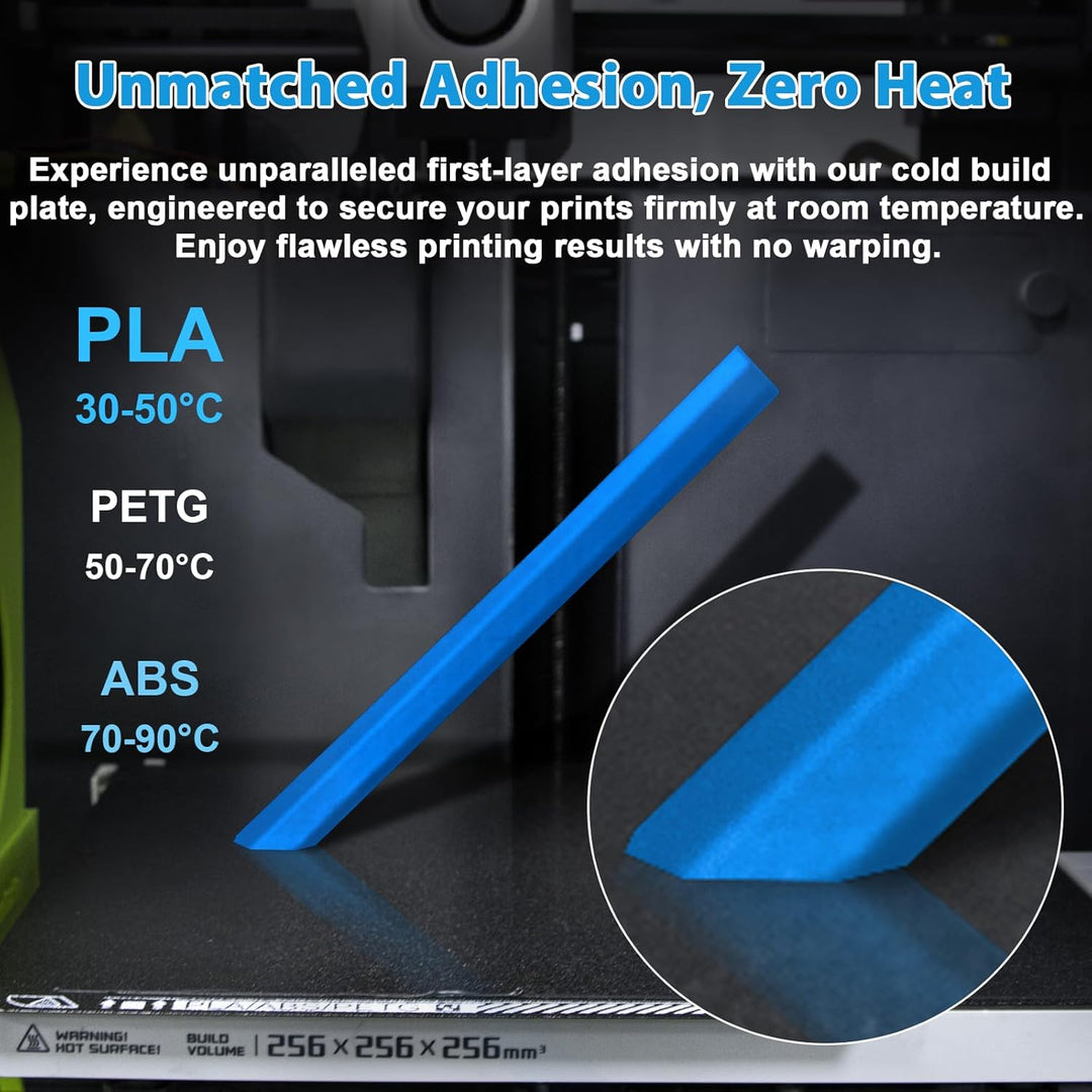 带二维码的纹理 PEI 冷构建板，适用于 Bambu Lab P1P/P1S/X1C/X1/X1E/A1 257x257mm，PEI 弹簧钢冷板低温打印底板，适用于 Bambu Labs 3D 打印机