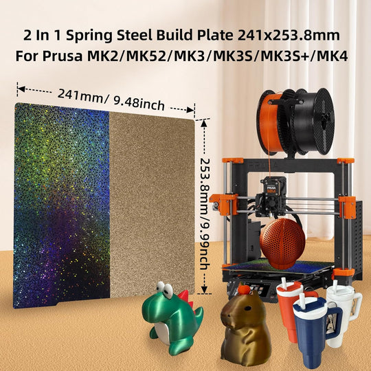 适用于 Prusa Core One MK4 MK3 MK3S MK52 的 PEY PEI 板材，适用于 Prusa I3 MK2 2.5S MK52 MK3S MK3S+ MK4 Core One 3D 打印机的柔性光滑彩虹星空 PEY+纹理 PEI 构建板
