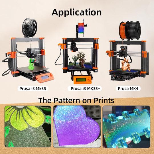 适用于 Prusa Core One MK4 MK3 MK3S MK52 的 PEY PEI 板材，适用于 Prusa I3 MK2 2.5S MK52 MK3S MK3S+ MK4 Core One 3D 打印机的柔性光滑彩虹星空 PEY+纹理 PEI 构建板