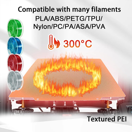 纹理 PEI 打印底板 310x320mm，PEI 弹簧钢底板，带磁性打印底板，适用于 Ender 3 Max/Ender 3 Max Neo/CR-10 V2/V3/CR-10S Pro/CR-X/CR-10 Pro V2/Kobra Plus/Sovol SV04