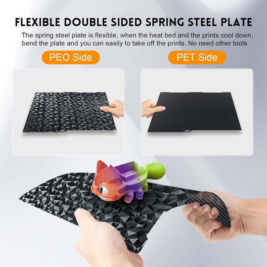 IdeaFormer Diamond PEO+Carbon Fiber PET Spring Steel Build Plate, 256×268mm for Anycubic Kobra 3/Kobra 3 V2/Kobra 3 Combo