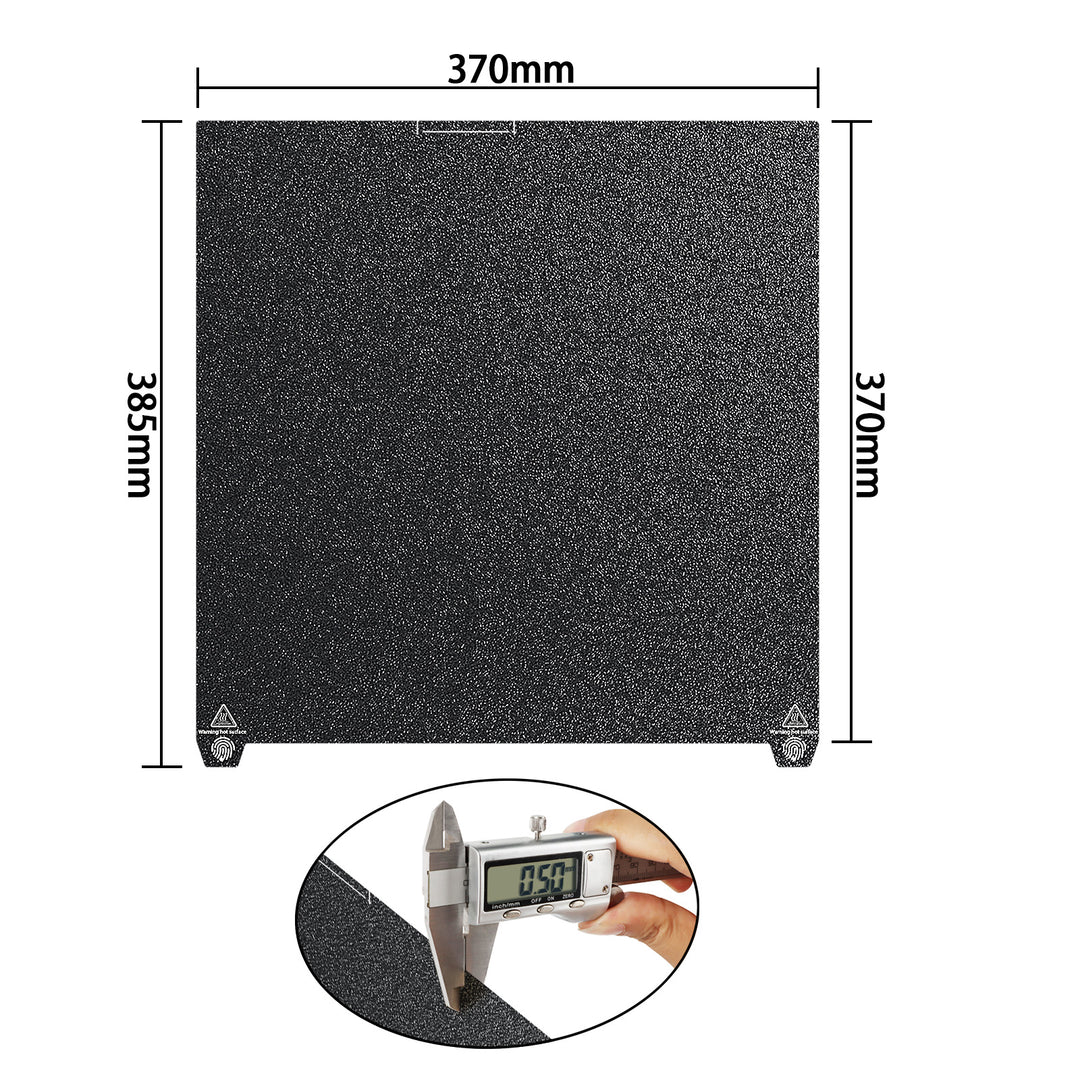 IdeaFormer Double-Sided Textured Black PEI Spring Steel Build Plate,  370×370mm For Creality K2 Plus