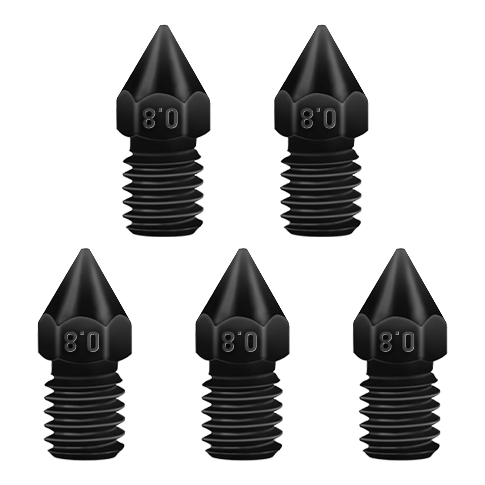 IdeaFormer 5Pcs IR3 V2 Hardened Steel Nozzles, IR3 V2 3D Printer Hardened Steel Extruder Hotend Nozzle Kit, the sizes 0.4/0.6/0.8mm, Support Filament TPU/PLA/PETG/ABS