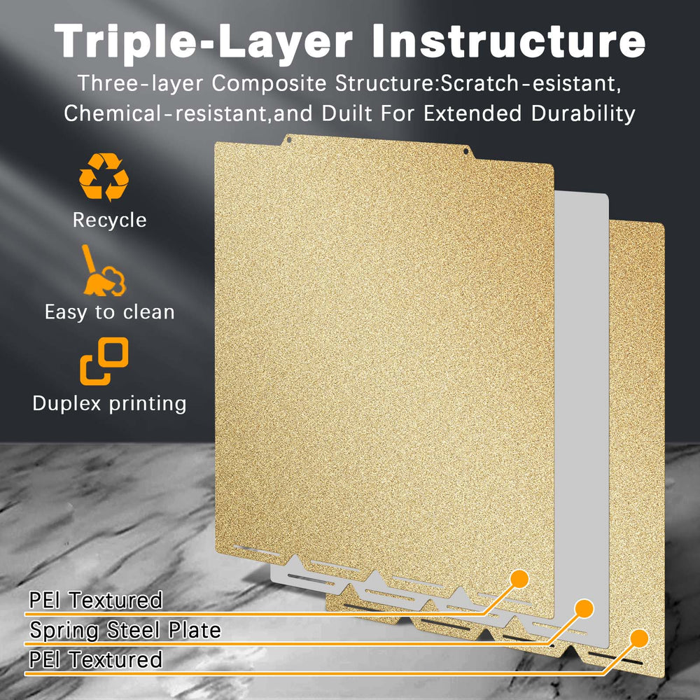 IdeaFormer 両面ゴールドテクスチャPEIスプリングスチールビルドプレート、276×293mm、Snapmaker U1 3Dプリンター用、プリントサイズ270×270mm