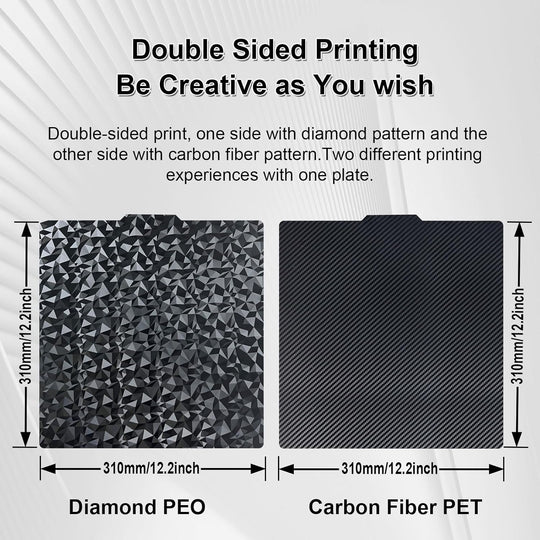 光滑的 PEO PET 弹簧钢板，带磁性板，适用于 Artillery Sidewinder X1/X2，适用于 Creality CR-10/CR-10S/Anet A8 Plus，适用于 QIDI Plus 4，柔性 PEO PET 打印床 310x310mm