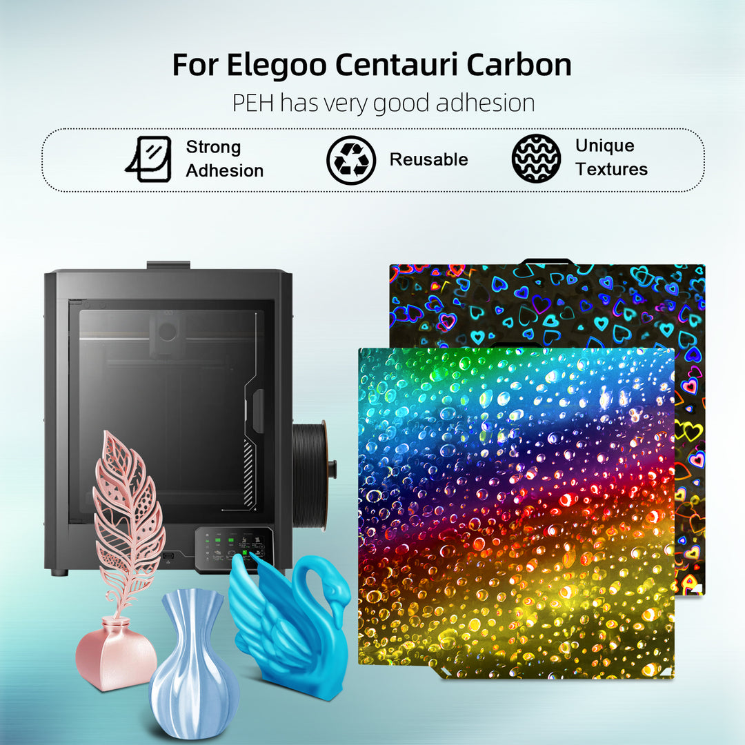 IdeaFormer 光滑构建板，Sweetheart+Waterdrop 弹簧钢构建板，适用于 Elegoo Centauri Carbon 3D 打印机