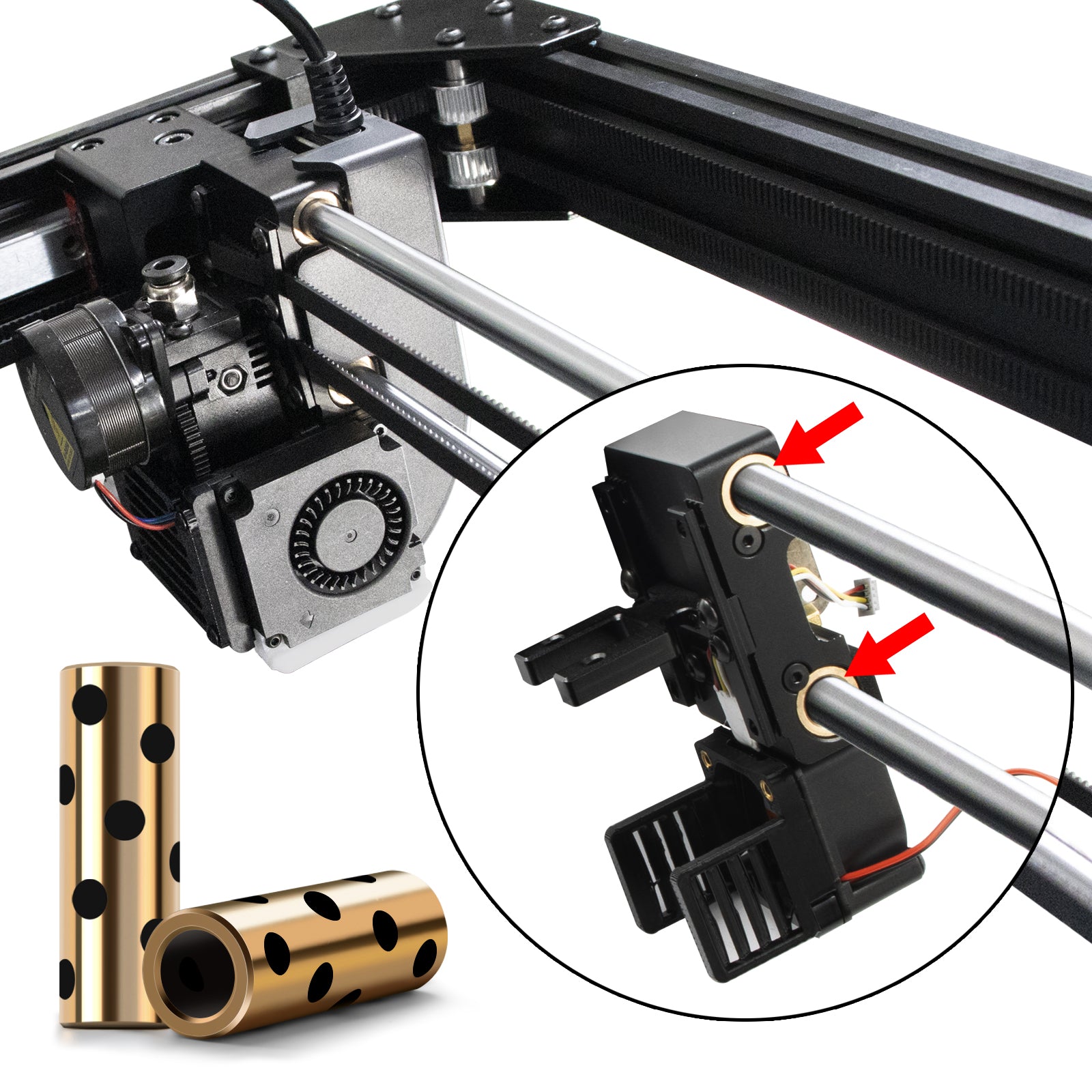 IdeaFormer IR3 V2 2Pcs Graphite Copper Bush + 2Pcs Smooth Rod