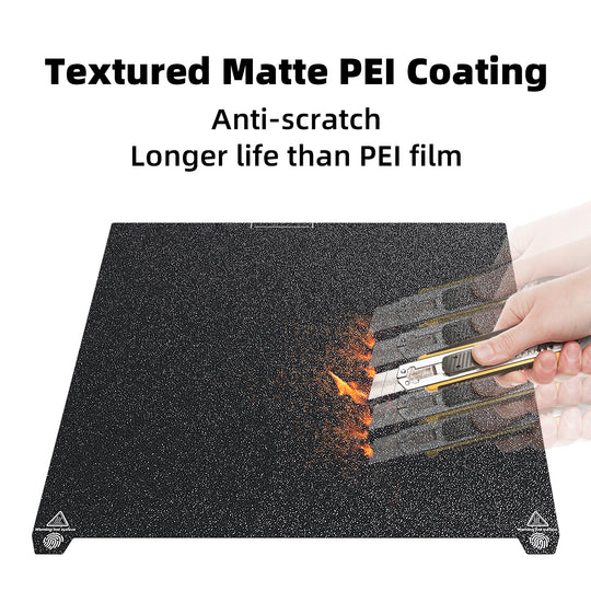 IdeaFormer Double-Sided Textured Black PEI Spring Steel Build Plate,  370×370mm For Creality K2 Plus