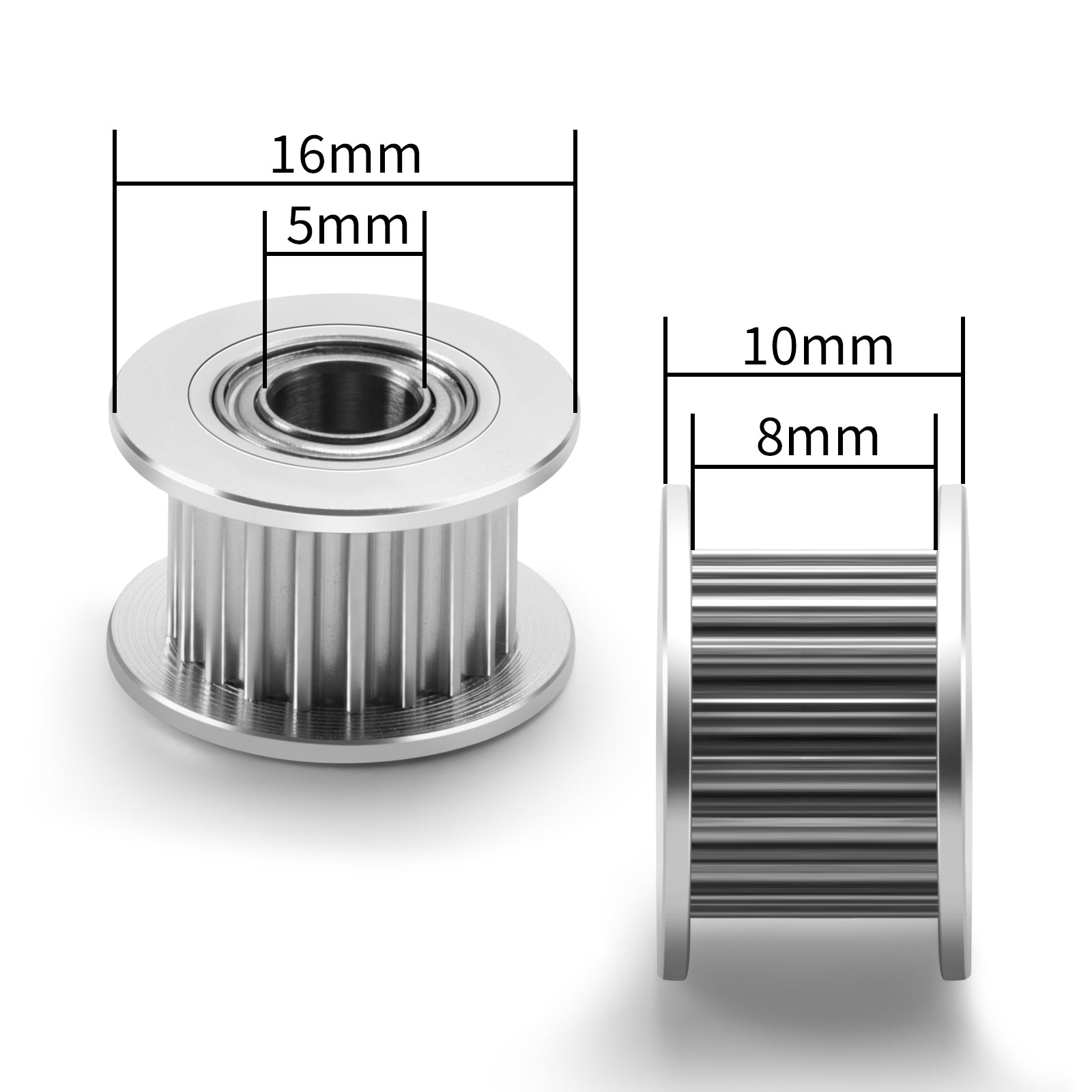IdeaFormer IR3V2惰轮，内径5mm，外径16mm，高度10mm同步带轮，适用于8mm宽同步带