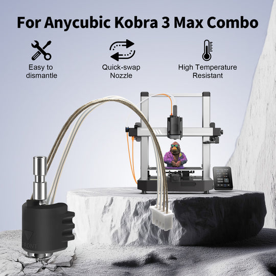 IdeaFormer 陶瓷热端适用于 Anycubic Kobra3 Max，配备 24V 80W 陶瓷加热元件，0.4mm 集成喷嘴，适用于 K3 Max 系列打印机