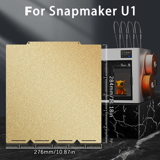 IdeaFormer 両面ゴールドテクスチャPEIスプリングスチールビルドプレート、276×293mm、Snapmaker U1 3Dプリンター用、プリントサイズ270×270mm
