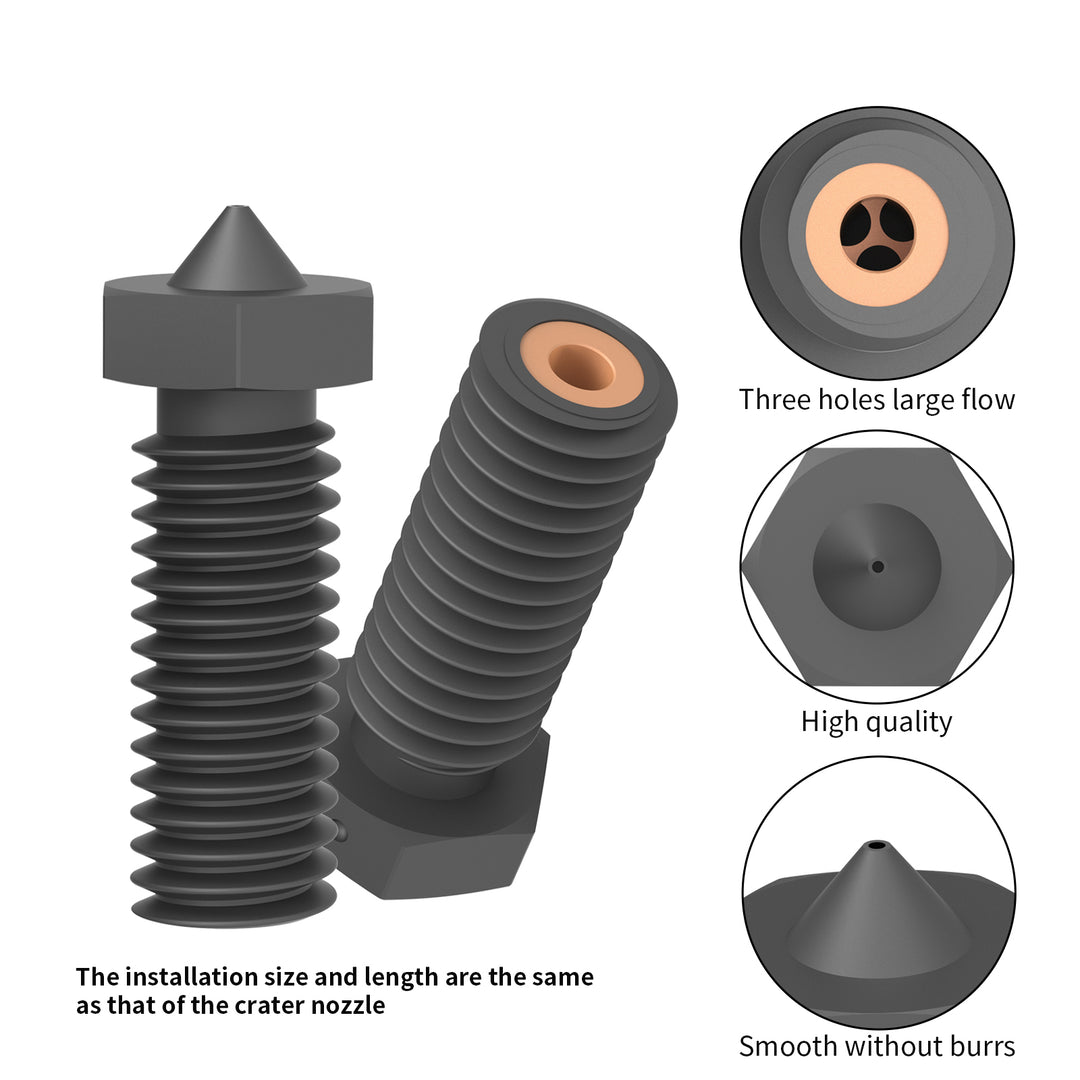 2Pcs CHT Volcano Nozzle Hardened Steel, 0.6mm High Flow Volcano Hotend Extruder Nozzles for Artillery Genius, Sidewinder X, X2, for Anycubic Vyper, Kobra Plus, Kobra Max for 1.75mm Filament