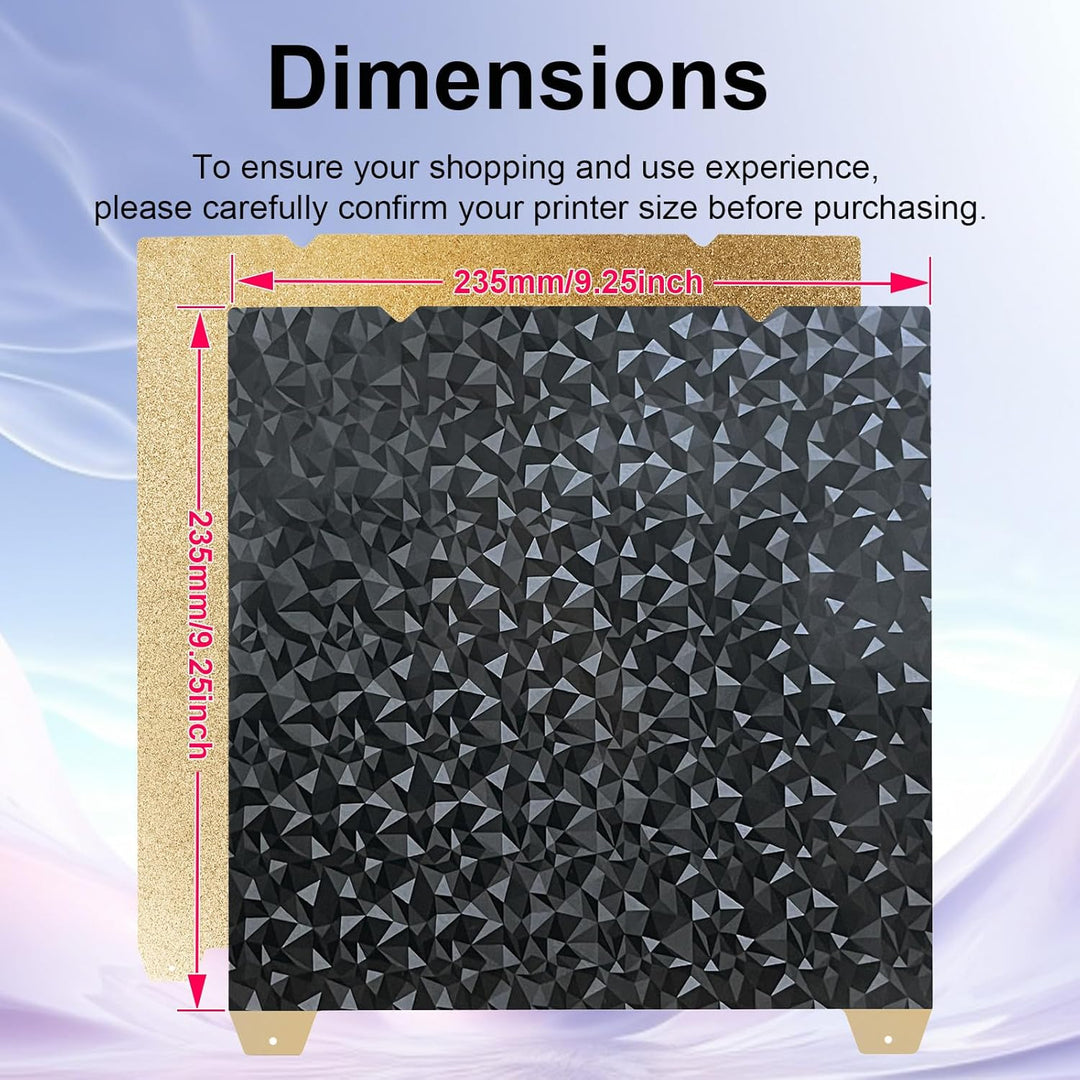 IdeaFormr-3D 光滑 PEO+纹理 PEI 构建板，适用于 Creality K1C/K1/K1 SE/Ender 3 V3 SE/Ender 3 V3 KE/Ender 3 S1/Pro/Ender 5 S1，柔性 PEO PEI 弹簧钢板 235x235mm 无磁性表面板