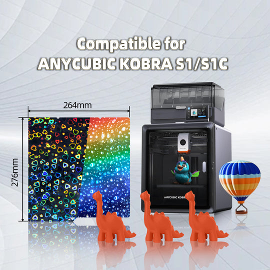 IdeaFormer 甜心 PEH + 水滴 PEH 打印底板，适用于 Anycubic Kobra S1/S1C，柔性弹簧钢打印底板，双面彩虹板，适用于 Anycubic Kobra S1/S1C 3D 打印机
