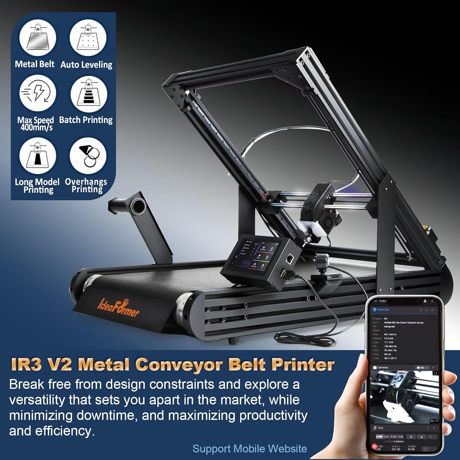 IdeaFormer IR3 V2 Conveyor Belt 3D Printer