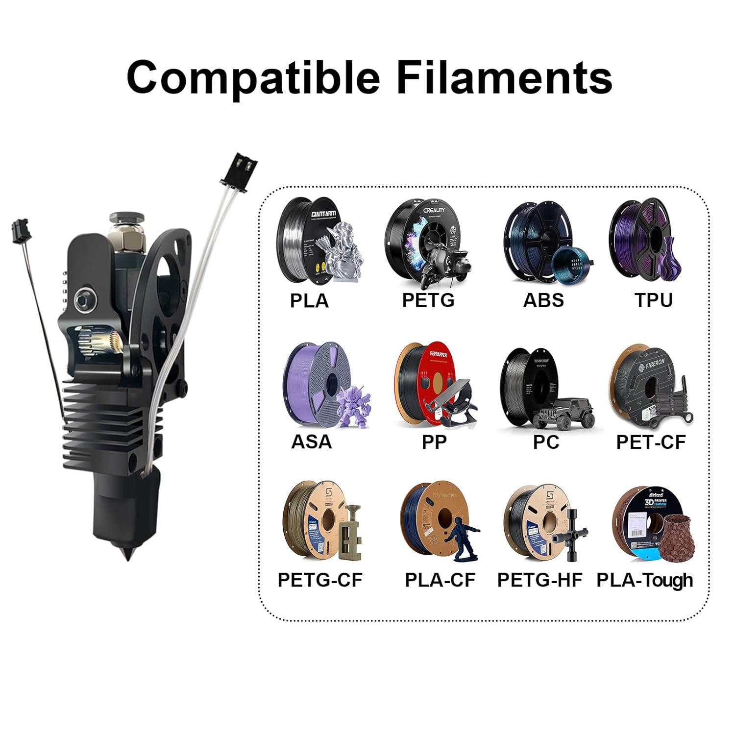 IdeaFormer IR3 V2 Extruder  Kit, Including 1 Pcs 0.4mm Hardened Steel Nozzles, Heating Rod, Thermistor, Throat, and Silicone Sleeve. Support Filament TPU PLA PETG ABS for IR3 V2 3D Printer