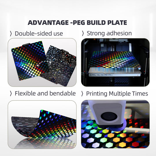 IdeaFormer Hew Glow + Water Cube PEG 打印板适用于 Bambu Lab P1P P1S A1 X1 X1 碳纤维，柔性弹簧钢打印板适用于 Bambu X1/P1 系列打印机
