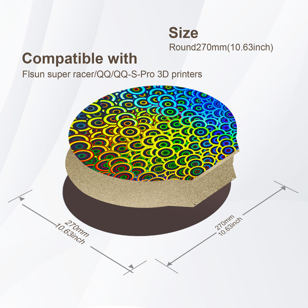 IdeaFormer 圆形 270 毫米万花筒 PEK+纹理 PEI 弹簧钢构建板柔性平台，适用于 Flsum 超级赛车/QQ/QQ-S-Pro 3D 打印机