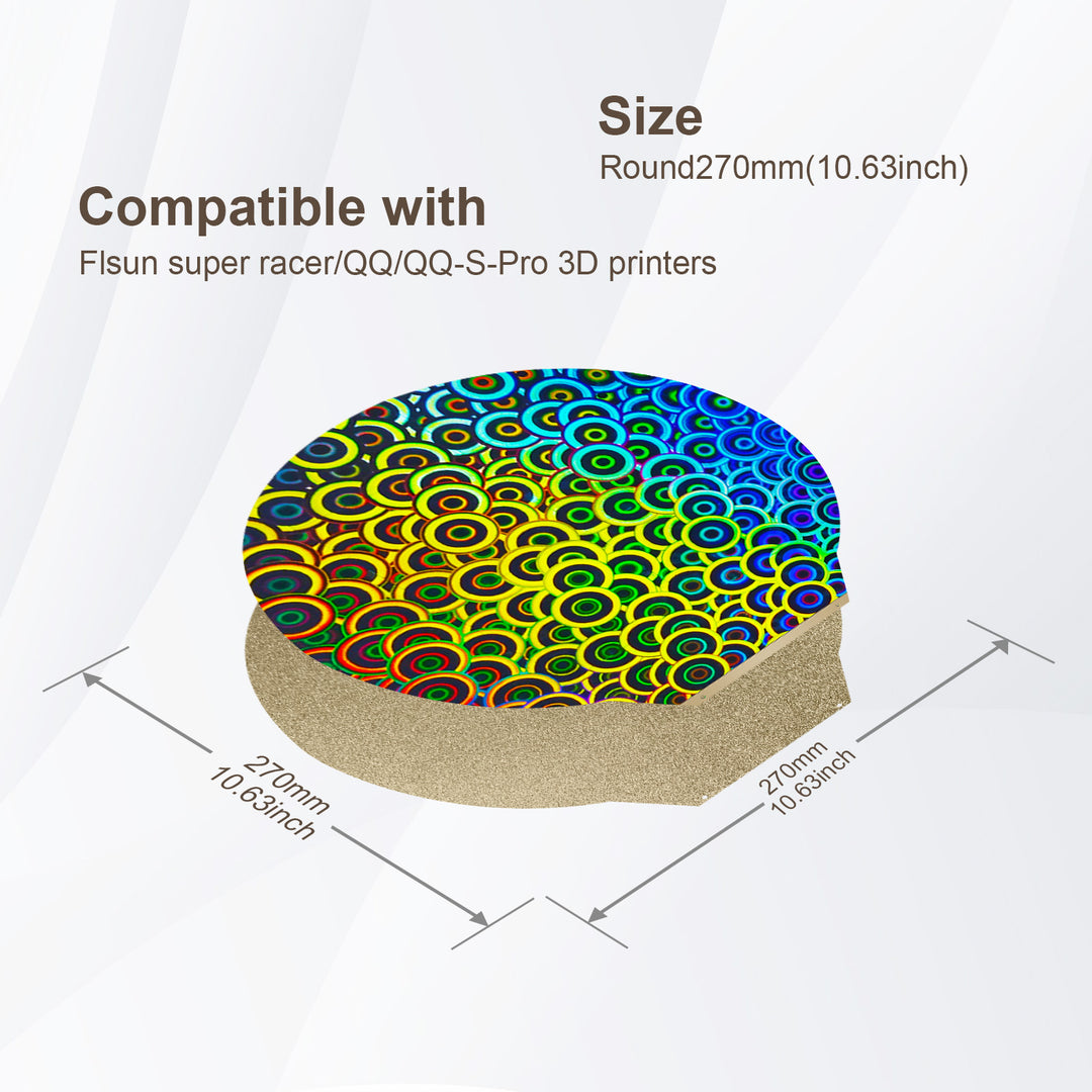 IdeaFormer 圆形 270 毫米万花筒 PEK+纹理 PEI 弹簧钢构建板柔性平台，适用于 Flsum 超级赛车/QQ/QQ-S-Pro 3D 打印机